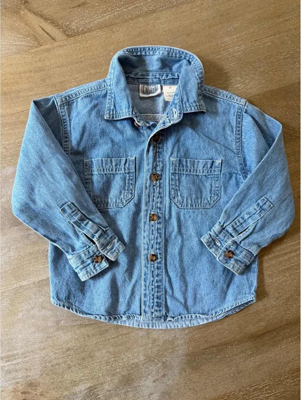 OshKosh B'gosh Toddler Denim Shirt 3T 100% Cotton Light Blue Back to School Fall